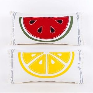 NWT Lemon/Watermelon 2 sided print pillow by Adam & Co.